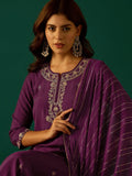 Kurta With Zari Embroidery, Teamed With Trousers And Paired With Dupatta Featuring  Lace Detailing