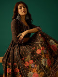 Black Floral Anarkali With Gota Patti Detailing, Paired With Solid Ankle-Length Trousers For A Timeless Ethnic Look