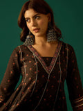 Black Floral Anarkali With Gota Patti Detailing, Paired With Solid Ankle-Length Trousers For A Timeless Ethnic Look