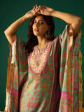 Kaftan-Style Kurta With A V-Neck, Paired With Solid Ankle-Length Trousers For A Relaxed Yet Elegant Look