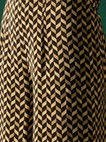 A Stylish Black And White Striped Kurta Paired With Fit-And-Flared Printed Trousers, Blending Classic Straight-Fit Elegance With A Contemporary Edge