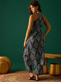 Halter Neck Kurta Paired With Printed Ankle-Length Trousers For A Trendy And Modern Ethnic Look