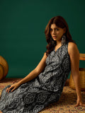 Halter Neck Kurta Paired With Printed Ankle-Length Trousers For A Trendy And Modern Ethnic Look