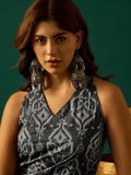 Halter Neck Kurta Paired With Printed Ankle-Length Trousers For A Trendy And Modern Ethnic Look