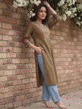 Printed Yoke V Neck Line Kurta