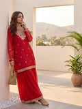 Zari Work Kurta With Sharara And Dupatta