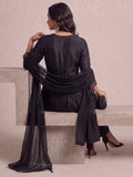 Black Embroidered Flared Kurta With Floral Yoke Detailing.