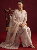 Embroidered Chanderi Kurta Set With Palazzo And Matching Dupatta