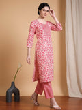 Varanga Women Ethnic Coral Kurta Set With Dupatta