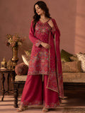 Ethnic Printed Kurta Set With Matching Palazzo And Dupatta