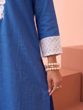 Indigo Blue Embroidered Kurta With Straight Trousers Set