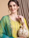 Varanga Women Lime Green Kurta Set With Dupatta