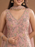 Women's Embroidered Shimmer Short Kurta With Palazzo And Dupatta
