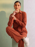 Women's Solid Relaxed-Fit Shirt & Wide-Leg Co-Ord Set