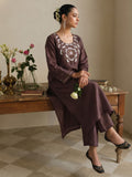 Brown Shimmer Kurta Set With Pants And Dupatta