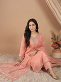 Zari-Embroidered Kurta Paired With Solid Trousers And A Tonal Dupatta .