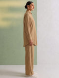 Women's Solid Relaxed-Fit Shirt & Wide-Leg Co-Ord Set