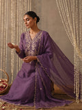 Lavender Embroidered Kurta Set With Dupatta