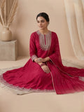 3-Piece Anarkali Set Vichitra Fabric With Zari Embroidery
