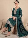 Graceful Green 3-Piece Set And An Elegant Embroidered Dupatta.