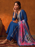 Royal Blue Mirror Work Kurta And Trouser Set With Dupatta