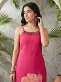 Varanga Women Spaghetti Strap Floral Kurta Featuring Tassles With Trousers And Dupatta