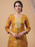 Varanga Women Ethnic Mustard Kurta Set With Dupatta