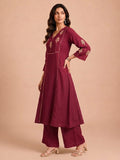 Noor Maroon Embroidered Kurta & Trouser