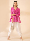 Fuchsia Chevron-Print Peplum Top.