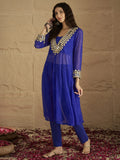 Varanga Women Graceful Beige Kurta Set Featuring Gota Patti Detailing, Paired With Solid Trousers