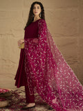 Round neck anarkali with trouser and dupatta