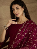 Round neck anarkali with trouser and dupatta