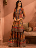 Ethnic Printed Kurta Set With Matching Palazzo And Dupatta