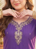 Kurta Set with solid ankle-length trousers, and a brocade dupatta