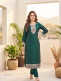 Vichitra Bead-Embellished Round Neck Kurta Solid Ankle-Length Trousers, And An Elegant Embroidered Dupatta