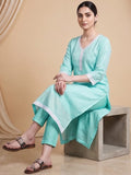 Varanga Women Ethnic Green Kurta Set With Dupatta
