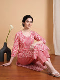 Varanga Women Ethnic Coral Kurta Set With Dupatta
