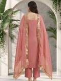 Varanga Women Mauve Straight Kurta With Tonal  Ottom & Dupatta