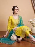 Varanga Women Lime Green Kurta Set With Dupatta