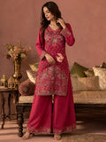 Ethnic Printed Kurta Set With Matching Palazzo And Dupatta