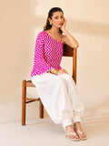 Fuchsia Chevron-Print One-Shoulder Top