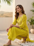 Bandhani-Printed Anarkali With Zari-Embroidered Yoke, Paired With Solid Trousers And Dupatta