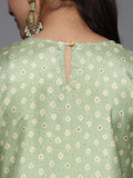 Varanga Women Green Leheriya Embroidered Mirror Work Kurta With Trousers With Dupatta