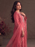 Salmon Pink Zardosi Embroidered Silk Suit Set