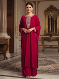 Zari Embroidered Neck Flared Kaftan with Trouser