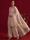 Embroidered Chanderi Kurta Set With Palazzo And Matching Dupatta