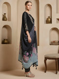 Varanga Women Floral Heavy Thread Embroidered Schffili Hem Kurta With Trouser & Dupatta