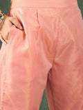 Zari-Embroidered Kurta Paired With Solid Trousers And A Tonal Dupatta .