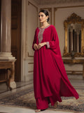 Zari Embroidered Neck Flared Kaftan with Trouser