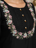 Varanga Women Floral Heavy Thread Embroidered Schffili Hem Kurta With Trouser & Dupatta